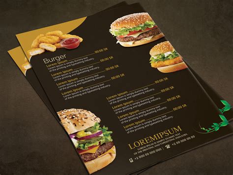 fast food menu design templates free